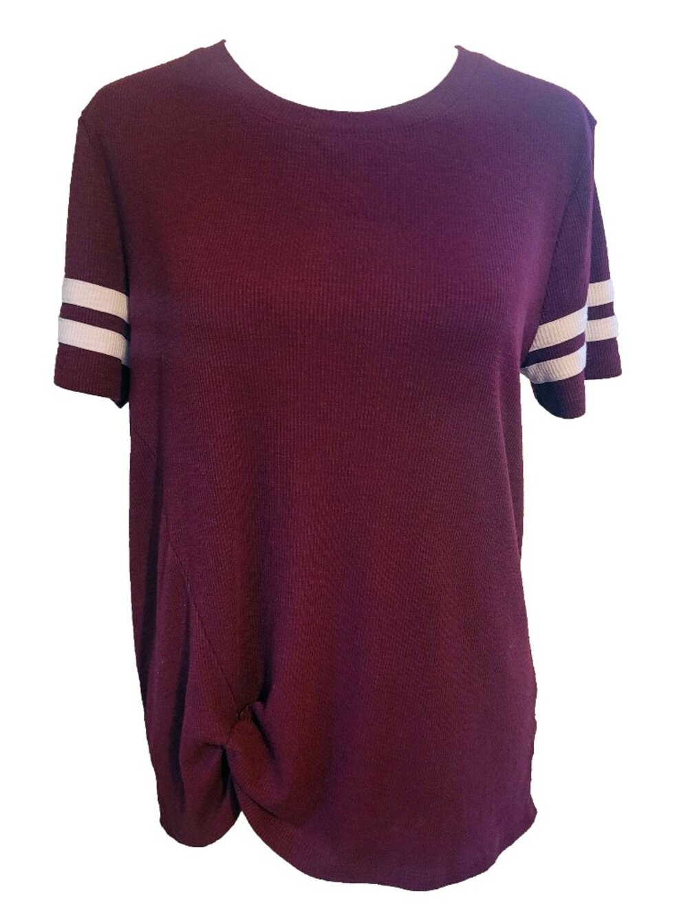 So Sporty Front Knot Ribbed Shirt Size M